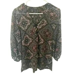 Dynamite Long Sleeve Top Blouse Floral BOHO Medium‎